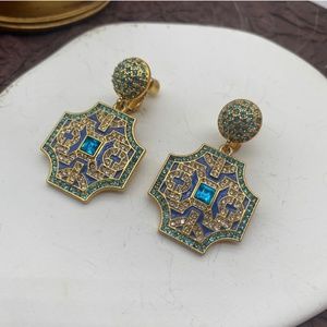 Elegant vintage style diamond octagon earrings